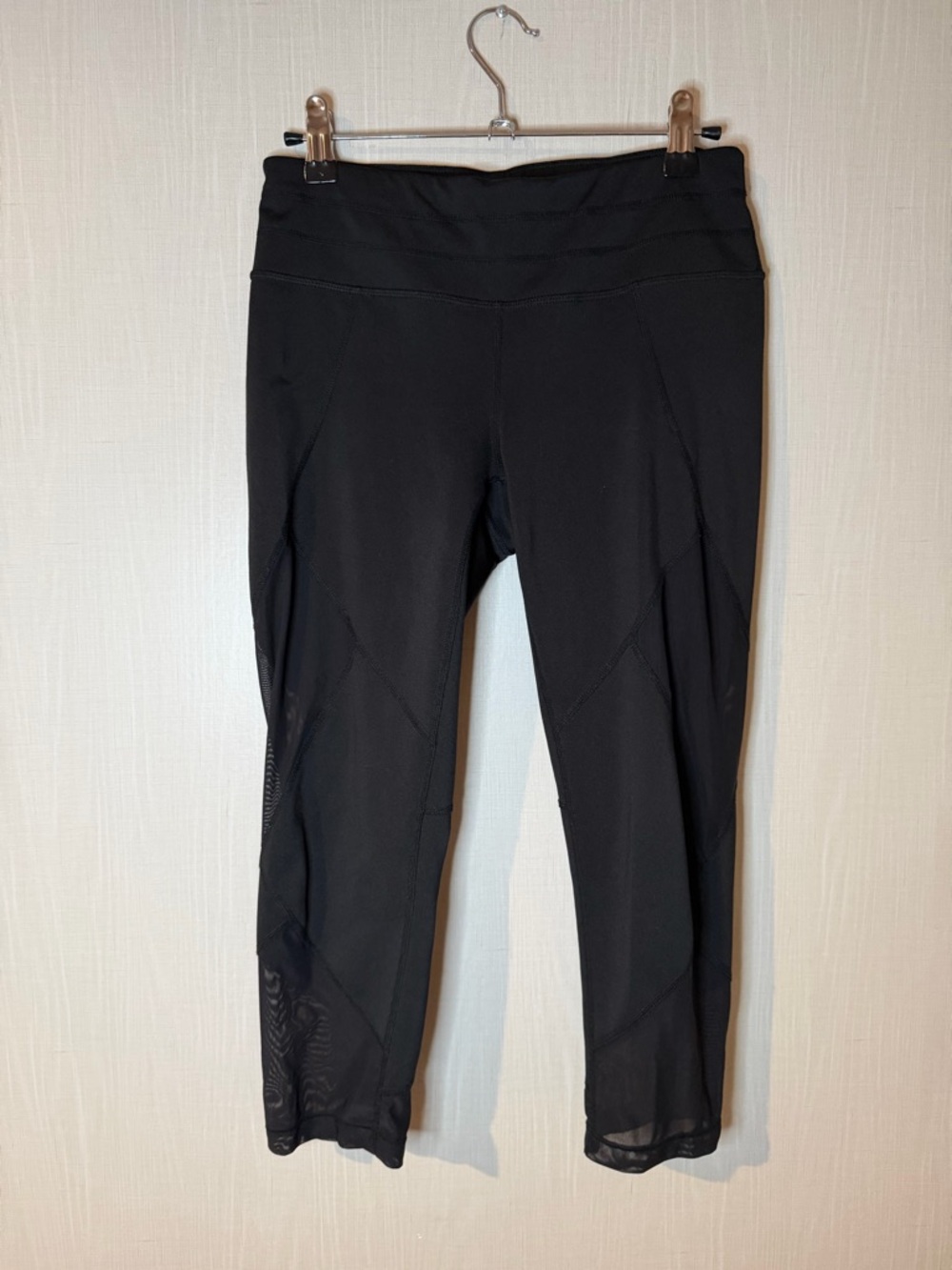 Athleta Black Cropped Active Leggings with Mesh Detail Small - Picture 2 of 5